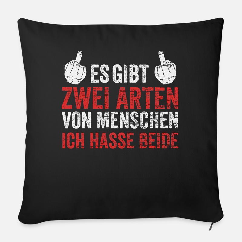 Ich hasse Menschen Geschenk - Sofakissenbezug 45 x 45 cm - Schwarz