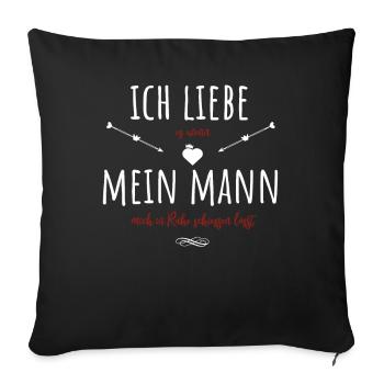 Bogenschießen ich liebe meinen Mann - Sofakissenbezug 45 x 45 cm - Schwarz - Vorne
