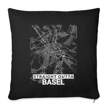 Straight Outta Basel city map and streets - Sofa pillowcase 17,3'' x 17,3'' (45 x 45 cm) - black - Front