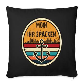 Moin ihr Spacken - Sofakissenbezug 45 x 45 cm - Schwarz - Vorne