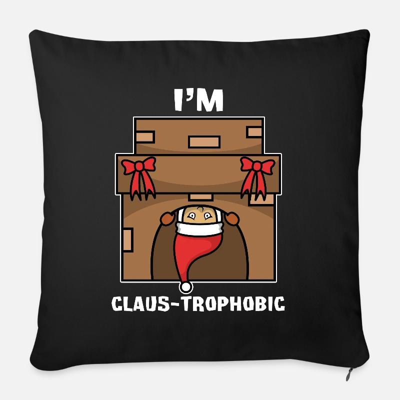 Père Noël Carmin Dans le Claus-trophobic - Housse de coussin décorative 45 x 45 cm - noir