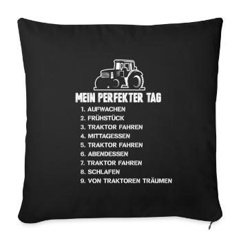 Traktor Bauer Trekker Landwirtschaft Lustig - Sofakissenbezug 45 x 45 cm - Schwarz - Vorne
