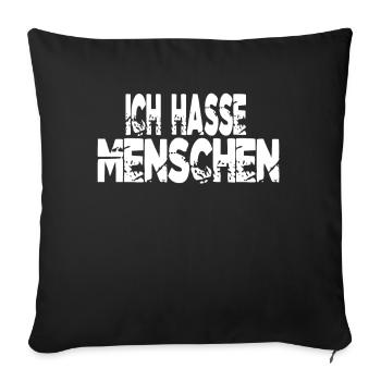 Ich Hasse Menschen - Sofakissenbezug 45 x 45 cm - Schwarz - Vorne