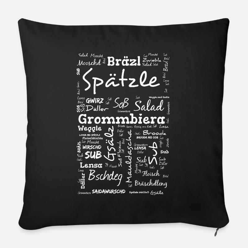 Die man essen kann auf schwäbisch - Sofakissenbezug 45 x 45 cm - Schwarz