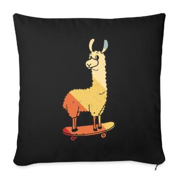 Llama Skateboard Skate Skater Retro - Sofa pillowcase 17,3'' x 17,3'' (45 x 45 cm) - black - Front