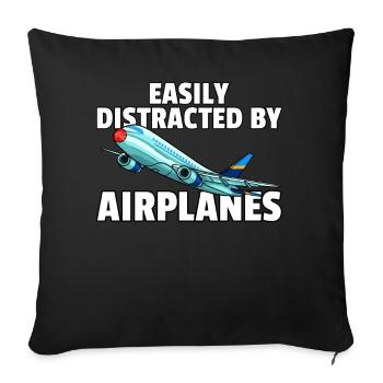 Flugzeug Flieger Pilot Fliegen Flug - Sofakissenbezug 45 x 45 cm - Schwarz - Vorne