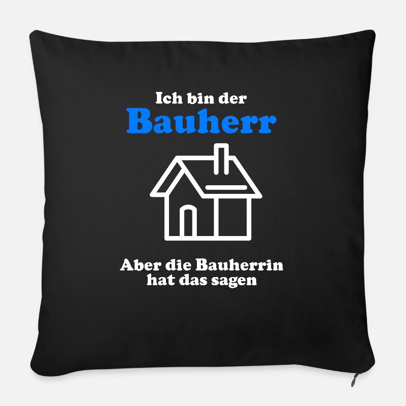 Herren Bauherr Geschenkidee zum Hausbau Richtfest - Sofakissenbezug 45 x 45 cm - Schwarz
