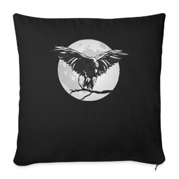Raven crow in the full moon - Sofa pillowcase 17,3'' x 17,3'' (45 x 45 cm) - black - Front
