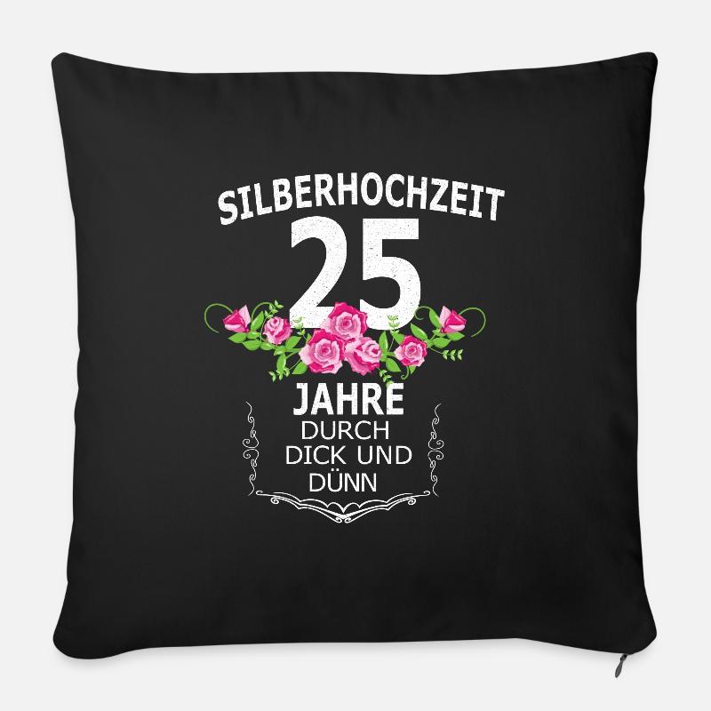 Silberhochzeit - Sofakissenbezug 45 x 45 cm - Schwarz