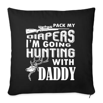 Chasser je vais chasser avec papa - Housse de coussin décorative 45 x 45 cm - noir - Devant