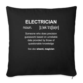 Électricien Électricien Électricien Électricité Électricité - Housse de coussin décorative 45 x 45 cm - noir - Devant