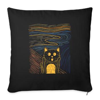 Le chat de la peinture de chat parodie - Housse de coussin décorative 45 x 45 cm - noir - Devant