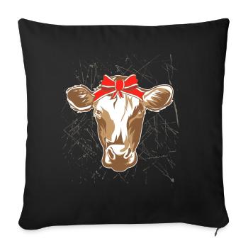 Bandana de vache - Housse de coussin décorative 45 x 45 cm - noir - Devant