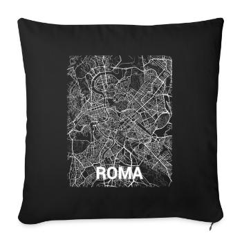 Plan et rues de la ville de Roma centre - Housse de coussin décorative 45 x 45 cm - noir - Devant
