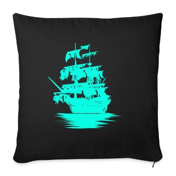 Bateau voilier marine Marine Fantasy Maritim Jolle - Housse de coussin décorative 45 x 45 cm - noir - Devant