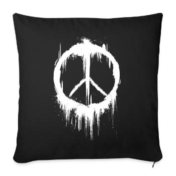 Signe de la paix des années 60 des années 70 rétro hippie - Housse de coussin décorative 45 x 45 cm - noir - Devant