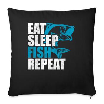 Eat sleep fish repetition - Sofa pillowcase 17,3'' x 17,3'' (45 x 45 cm) - black - Front