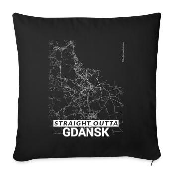 Plan et rues de Straight Outta Gdansk - Housse de coussin décorative 45 x 45 cm - noir - Devant