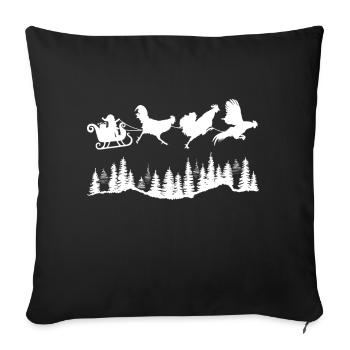 Noël poulet coq coqs traîneau Noël - Housse de coussin décorative 45 x 45 cm - noir - Devant
