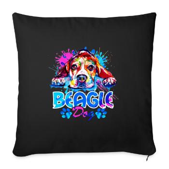 Beagle Dog Colorful - Sofa pillowcase 17,3'' x 17,3'' (45 x 45 cm) - black - Front