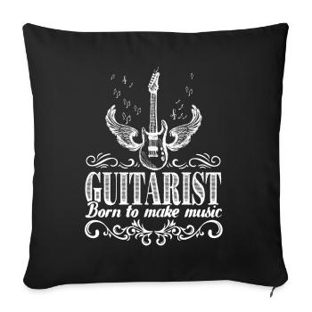 Guitariste guitariste né pour faire de la musique - Housse de coussin décorative 45 x 45 cm - noir - Devant