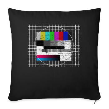 Test photo old school 70s television 80s retro devise - Housse de coussin décorative 45 x 45 cm - noir - Devant