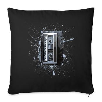 ruban de mélange old school bleu - Housse de coussin décorative 45 x 45 cm - noir - Devant
