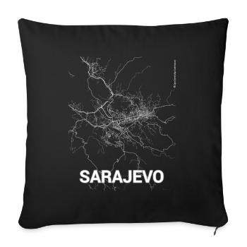 Sarajevo city map and streets - Sofa pillowcase 17,3'' x 17,3'' (45 x 45 cm) - black - Front