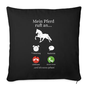 Pferde Pferdespruch - Sofakissenbezug 45 x 45 cm - Schwarz - Vorne