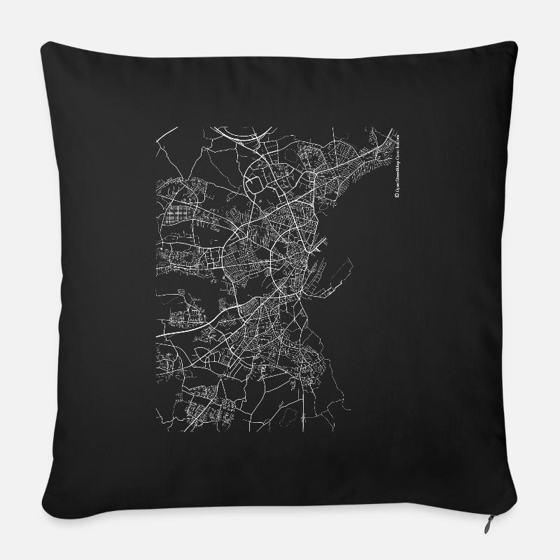 Minimaler Århus Stadtplan und Straßen - Sofakissenbezug 45 x 45 cm - Schwarz
