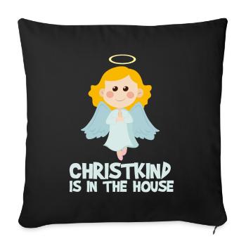 Christ Child is in the House - Angel Christmas - Sofa pillowcase 17,3'' x 17,3'' (45 x 45 cm) - black - Front