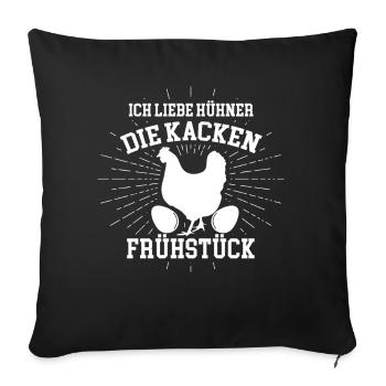 Hühner Frühstück - Sofakissenbezug 45 x 45 cm - Schwarz - Vorne