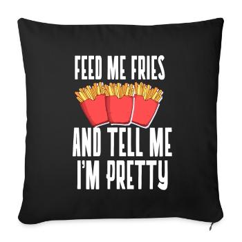 French Fries Pommfritz Fritten Snack Fries - Sofa pillowcase 17,3'' x 17,3'' (45 x 45 cm) - black - Front