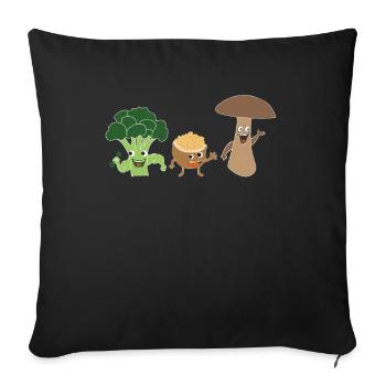Broccoli Walnut Mushroom Vegan Vegetarian Vegan - Sofa pillowcase 17,3'' x 17,3'' (45 x 45 cm) - black - Front
