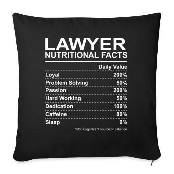 Lawyer Nutritional Facts - Sofa pillowcase 17,3'' x 17,3'' (45 x 45 cm) - black - Front