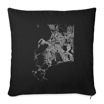 Plan et rues de la ville de Cape Town - Housse de coussin décorative 45 x 45 cm - noir - Devant