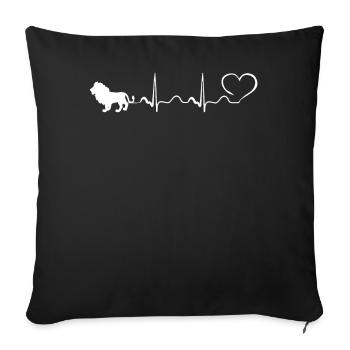 Lion - My Heart Beats For Lions - Sofa pillowcase 17,3'' x 17,3'' (45 x 45 cm) - black - Front