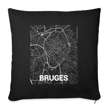 Plan de la ville de Bruges et rues - Housse de coussin décorative 45 x 45 cm - noir - Devant