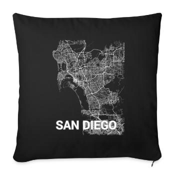 San Diego city map and streets - Sofa pillowcase 17,3'' x 17,3'' (45 x 45 cm) - black - Front