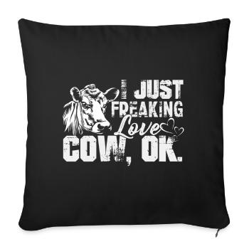 Vache je viens de flipper amour vache - Housse de coussin décorative 45 x 45 cm - noir - Devant
