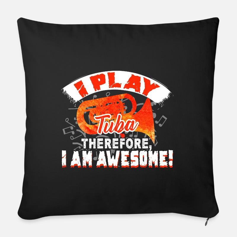 Tuba Je joue du Tuba - Housse de coussin décorative 45 x 45 cm - noir