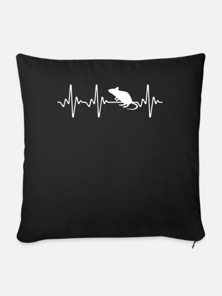 Mouse Heartbeat - Sofakissenbezug 45 x 45 cm - Schwarz