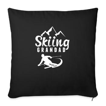 Skieur grand-père skieur - Housse de coussin décorative 45 x 45 cm - noir - Devant