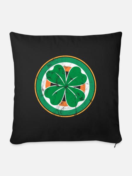 Kleeblatt Irland Retro - Sofakissenbezug 45 x 45 cm - Schwarz