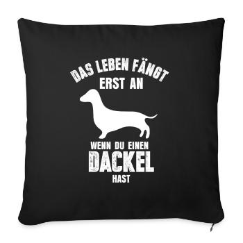 Hunderasse Dackel Hund - Sofakissenbezug 45 x 45 cm - Schwarz - Vorne