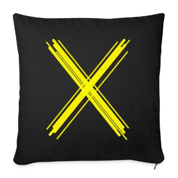 yellow cross abstract art woman children yoga - Sofa pillowcase 17,3'' x 17,3'' (45 x 45 cm) - black - Front