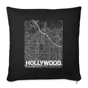 Hollywood Stadtplan und Straßen - Sofakissenbezug 45 x 45 cm - Schwarz - Vorne