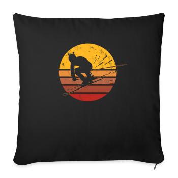 Retro ski downhill skiing skiing vacation - Sofa pillowcase 17,3'' x 17,3'' (45 x 45 cm) - black - Front