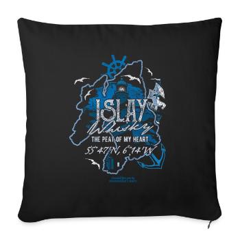 Islay Whisky Peat of my Heart - Sofa pillowcase 17,3'' x 17,3'' (45 x 45 cm) - black - Front
