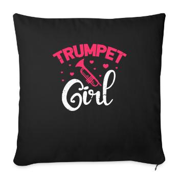Trompet Girl - Housse de coussin décorative 45 x 45 cm - noir - Devant